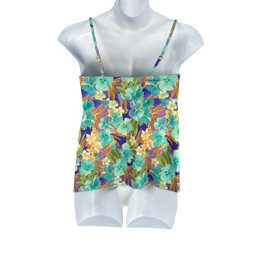 A Shore Fit Tankini Top Womens 14 Floral Swimwear Tummy Separate Padded‎ Cups - Picture 4 of 6